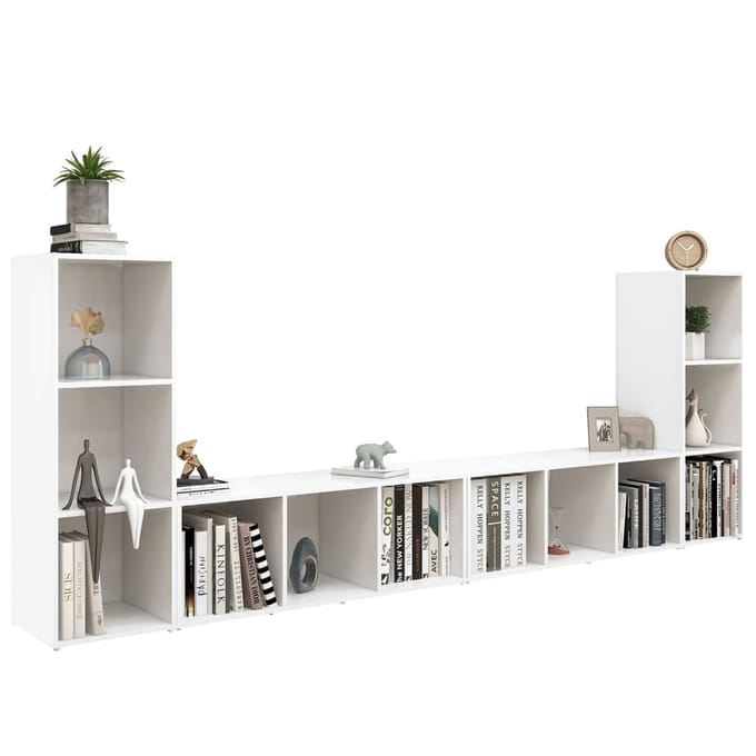 vidaXL - Tv-meubelen - 4 - st - 107x35x37 - cm - bewerkt - hout - wit