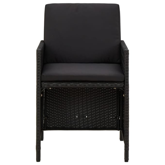 vidaXL - Tuinstoelen - 4 - st - met - kussens - poly - rattan - zwart