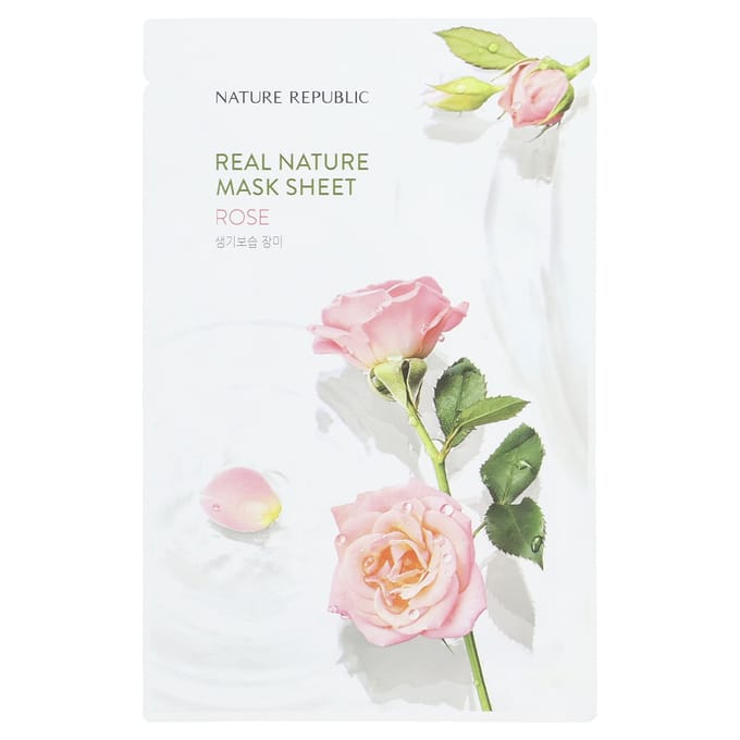 Nature Republic, Real Nature Beauty Mask Sheet, Rose, 1 sheet, 23ml (0.77fl oz) white