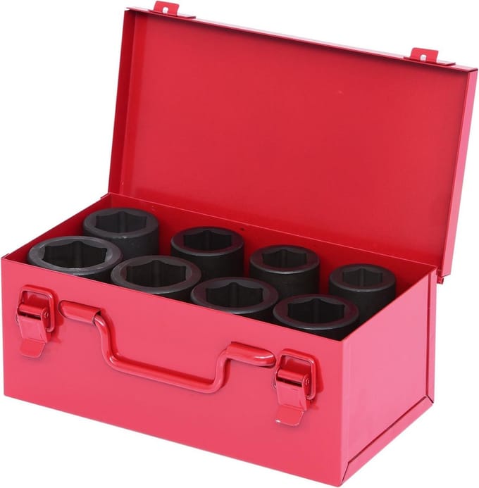 Krachtdopsleutelset 1" Aandrijving, 8 Delig, Zeskant, Lange Versie