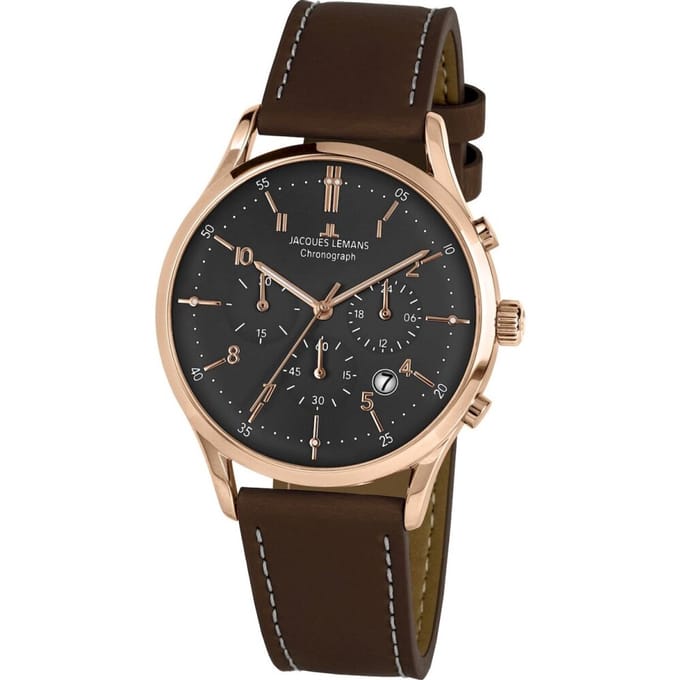 Jacques Lemans - 1-2068Q - Polshorloge - Heren - Quartz - Chronograph - Retro Classic