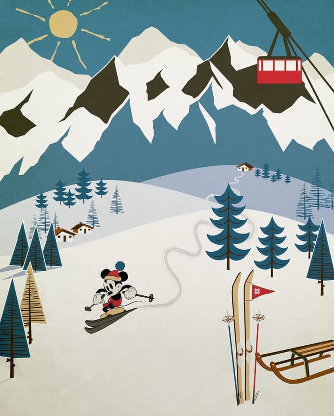 Fotobehang Mickey Alpine - Meerkleurig - 2,50m X 200cm