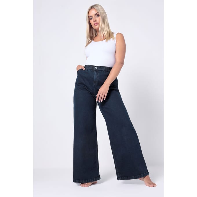 Yours Indigoblauwe Slouchy Jeans Met Wijde Pijpen Size Regular > 44