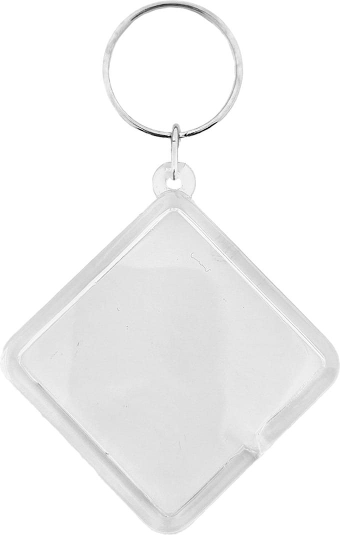 CombiCraft Plexiglas sleutelhanger blanco ruit groot 58x58mm - 25 stuks