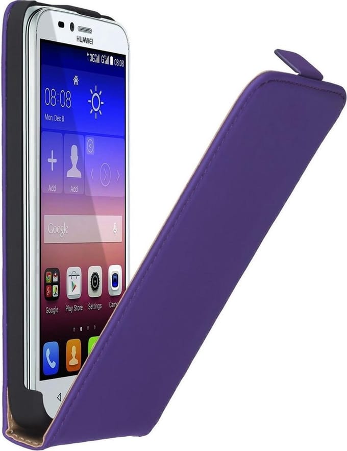 Paars premium leder flipcase Huawei Y625 hoesje