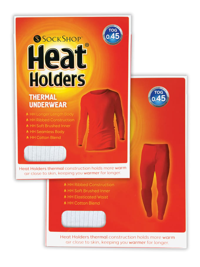 Heat Holders - Heren Lange Mouw Thermisch Ondergoed Set - Top & Lange Johns - Wit