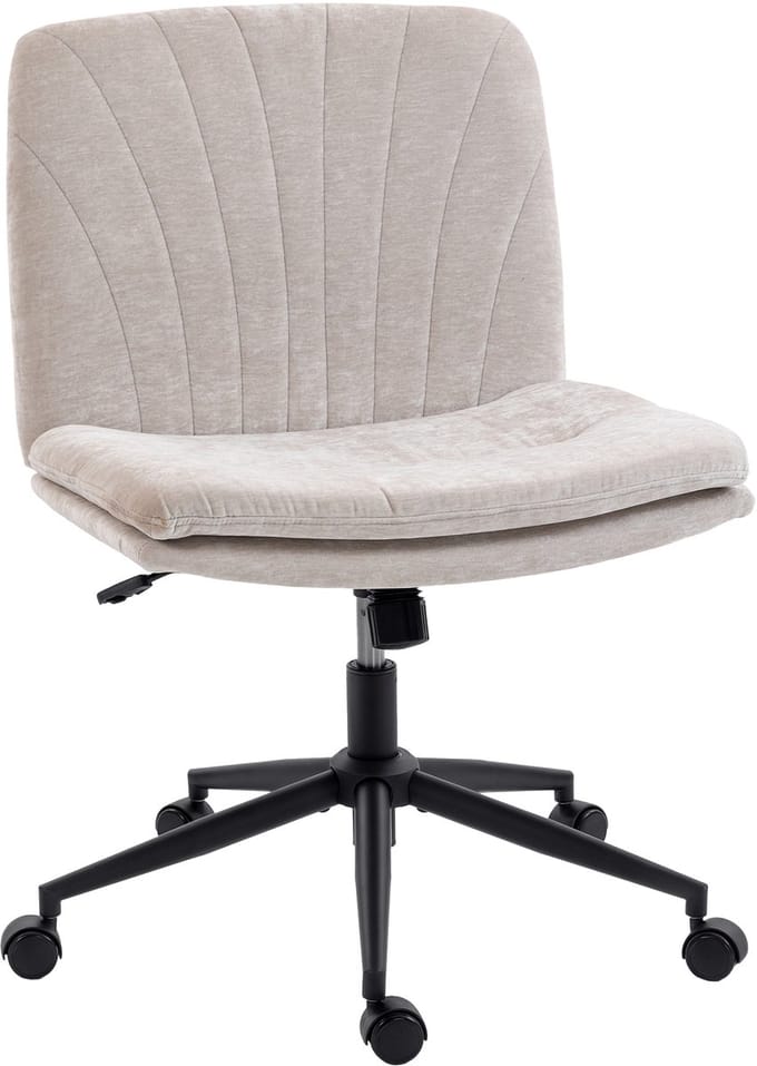 HOMCOM Office Chair-Polyester-67L x 62B x 83–93H cm-Beige
