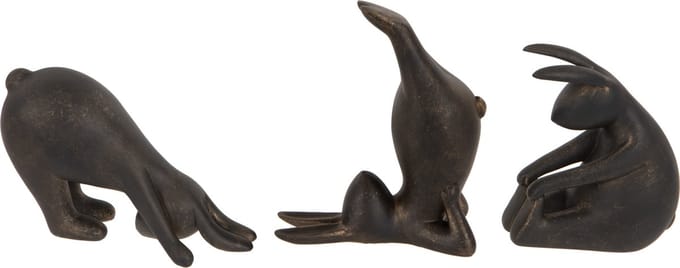 Decoratief figuur - Set van 3 Yoga konijnen