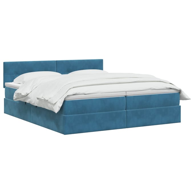 vidaXL - LED - opbergbed - met - matras - Donkerblauw - 180 - x - 200 - cm - Fluweel