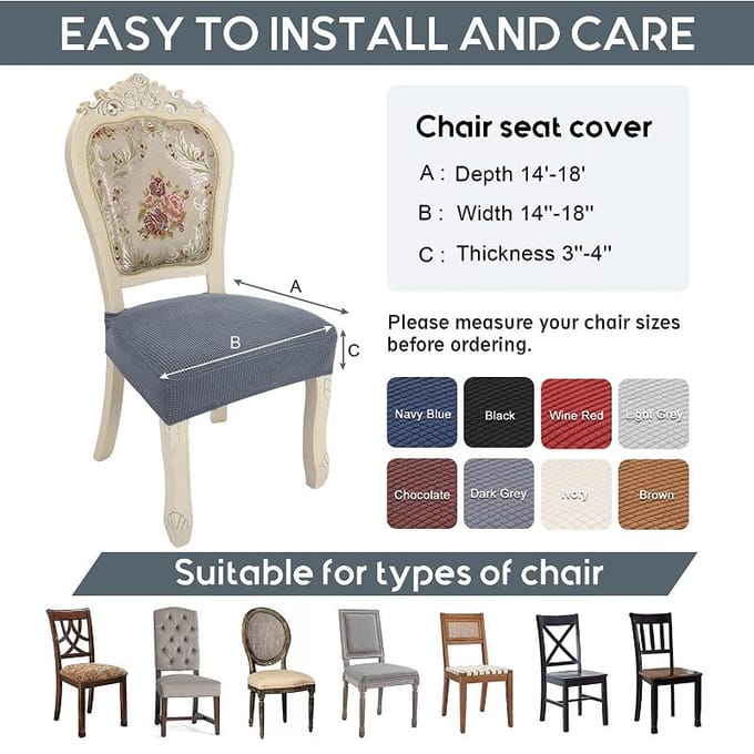 Jacquard Stoelzithoezen Afneembaar Wasbaar Stofdicht Stretch Spandex Eetkamer Gestoffeerde Stoelkussen Slipcovers