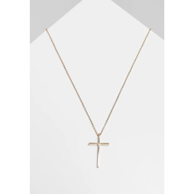 Urban Classics Halsketting - Big Basic Cross - voor Vrouwen - goudkleurig