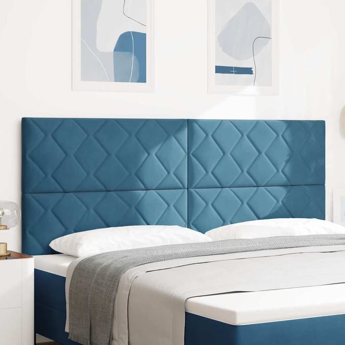 vidaXL - Hoofdbord - Donkerblauw - 200 - cm - Fluweel