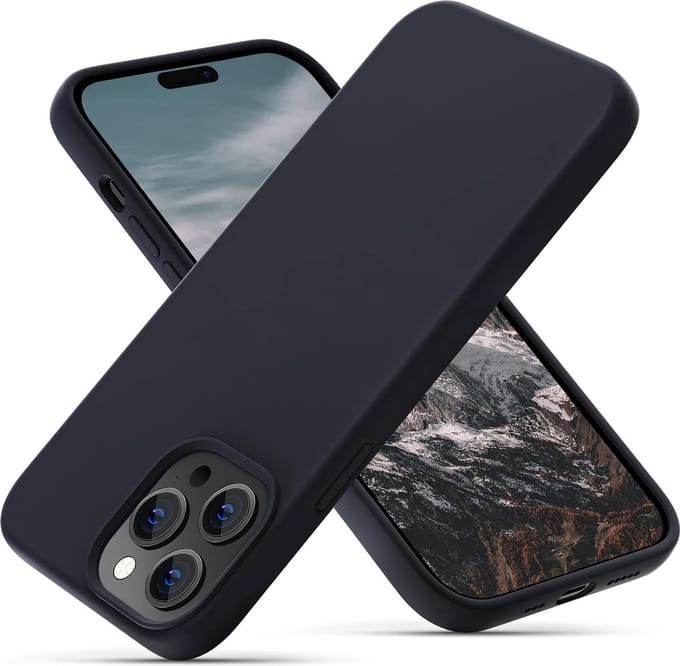 Solid hoesje Soft Touch Liquid Silicone Flexible TPU Cover - Geschikt voor: iPhone 14 Pro Max - Zwart