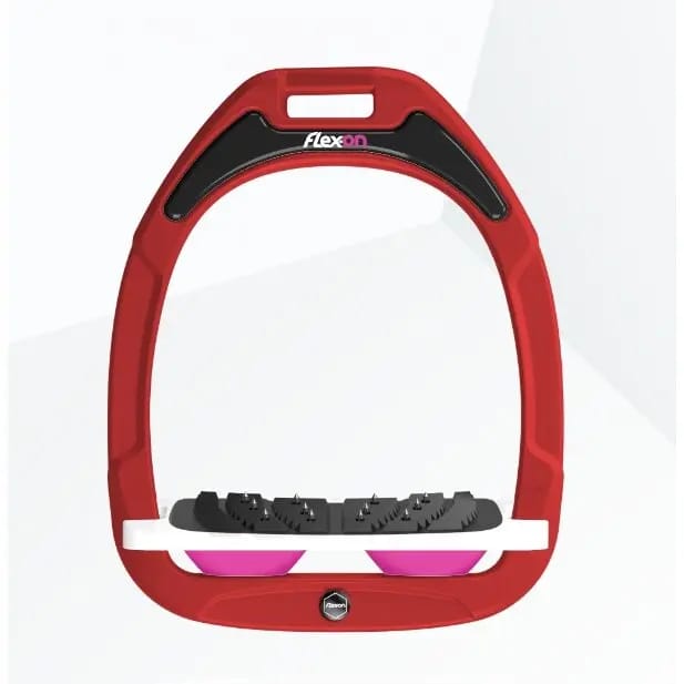 Ultra Grip Inclinatie Stirrup Rood/Wit/Roze Flex-On Green Composite