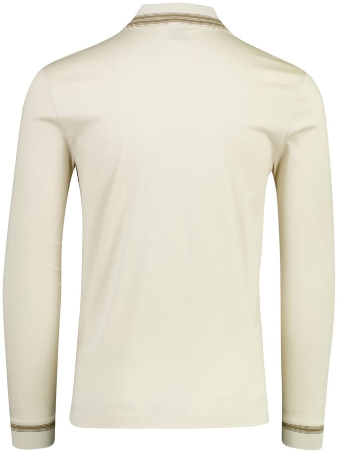 Creme lange mouw poloshirt 2-knoops Boss Black Slim Fit