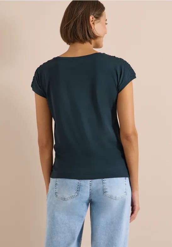 Shirt met korte mouwen en rimpels