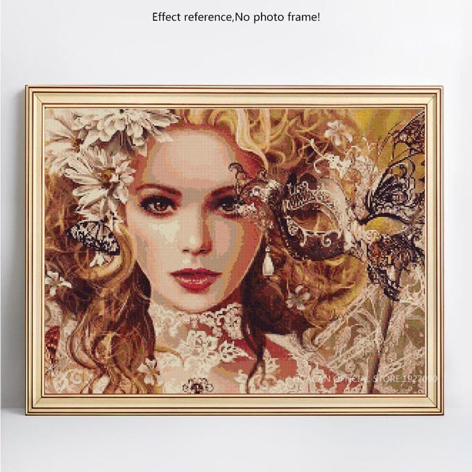 5D DIY Diamant Borduurwerk Verkoop Volledige Ronde Schoonheid Diamant Schilderen Afbeeldingen 20X30 beige