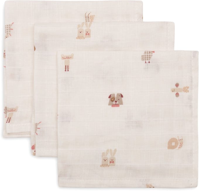 Jollein Hydrofiel Monddoekje Basic - Animal Friends - 3 Stuks
