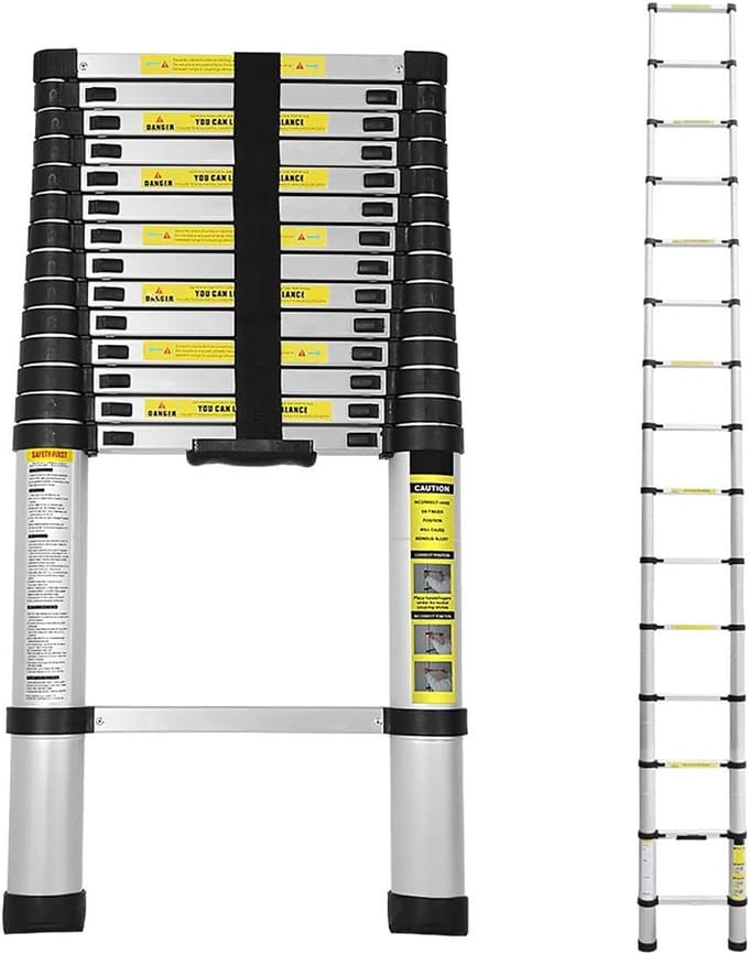 Uitschuifbare Telescoopladder 4.4 Meter - Antislip Aluminium Steiger | 150 kg