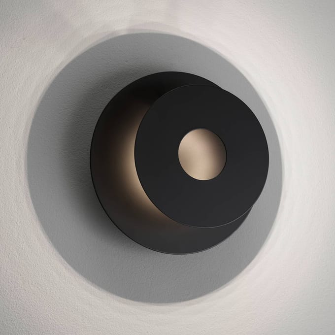 FISCHER & HONSEL LED wandlamp Hennes, Ø 18 cm, zwart