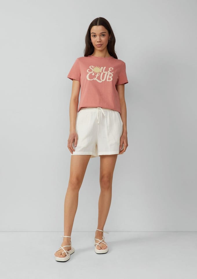 Korte mousseline jurk met elastische taille vrouw QS
