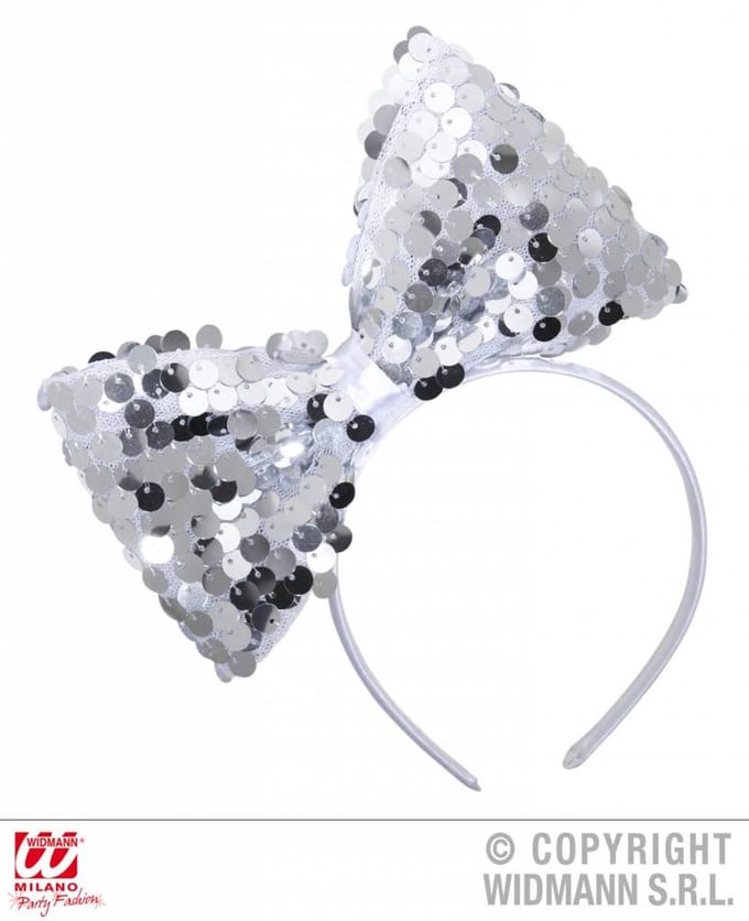 hoofdband met paillettenstrik zilver