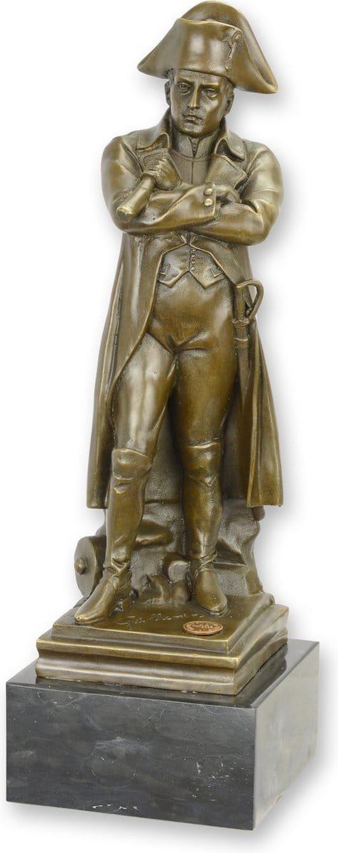 Decoratief Beeld - Bronzen Van Napoleon - Brons En Natuursteen - Wexdeco - Brons - 10 X 10 Cm