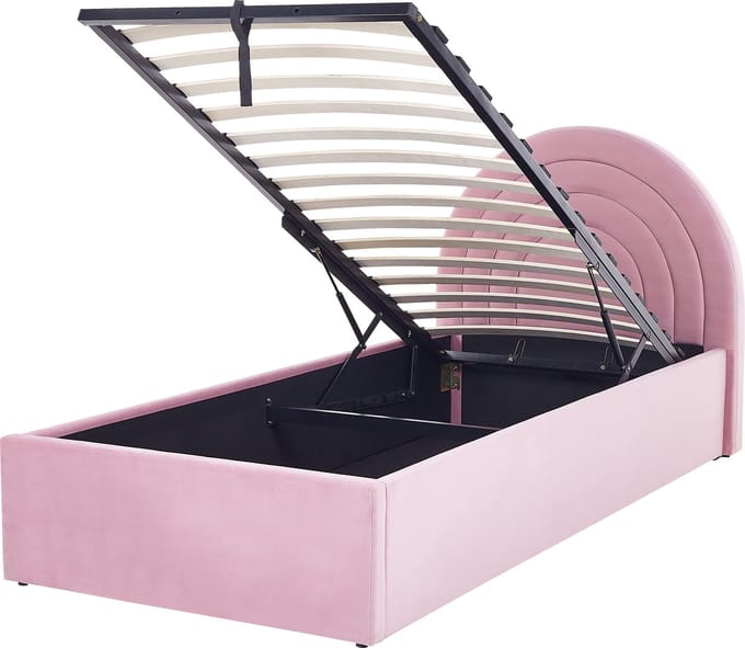 ANET - Bed met opbergruimte - Roze - 90 x 200 cm - Fluweel