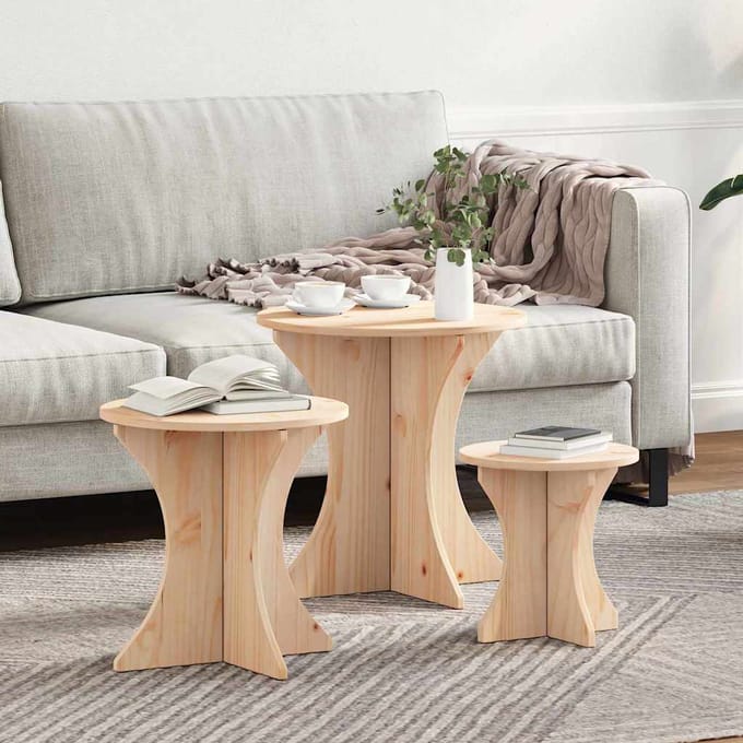vidaXL - Salontafel - 3 - st - Naturel - 46 - x - 46 - x - 47 - cm