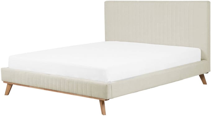 TALENCE - Tweepersoonsbed - Lichtbeige - 180 x 200 cm - Chenille