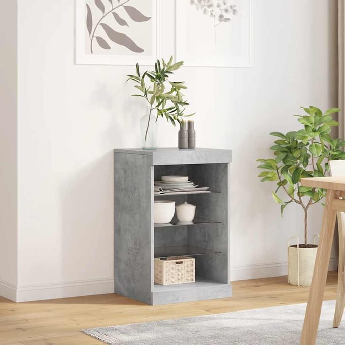 vidaXL - Dressoir - met - LED-verlichting - 41x37x67 - cm - betongrijs