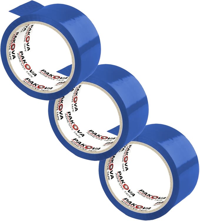 Pakova - Verpakkingstape - Negen 48/50 - Drie Stuks - Blauw