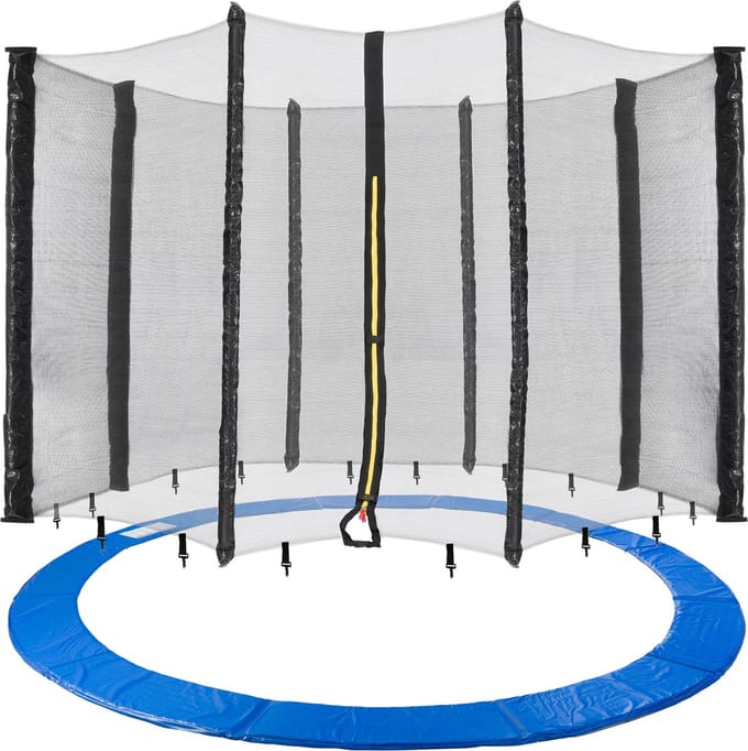 AREBOS Trampoline Veiligheidsnet+Randafdekking Randbescherming 460 cm 12 Stokken