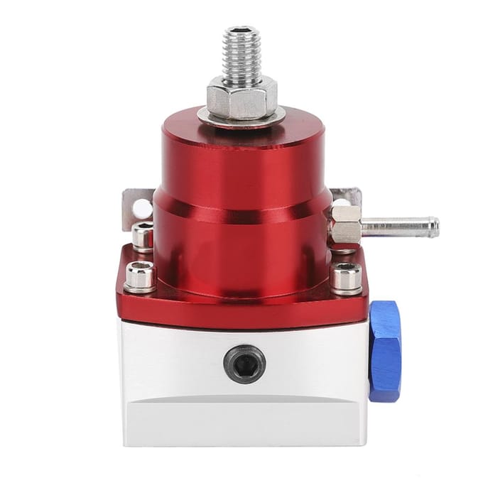 Kit Régulateur de Pression de Carburant de Voiture Universel Réglable avec Manomètre 100PSI (Rouge+Argent) noir