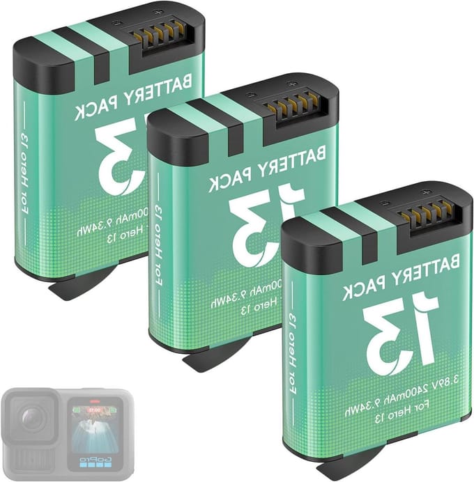 Camera Accu Set - Reservebatterij Sportcamera - Actiecamera Gebruik - Volledig Gedecodeerd - 3 stuks 2400 mAh - Zwart