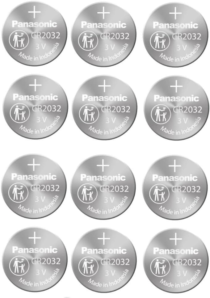 12 X Panasonic CR2032 Lithiumcel 3V accu's, DL2032, BR2032, KCR2.