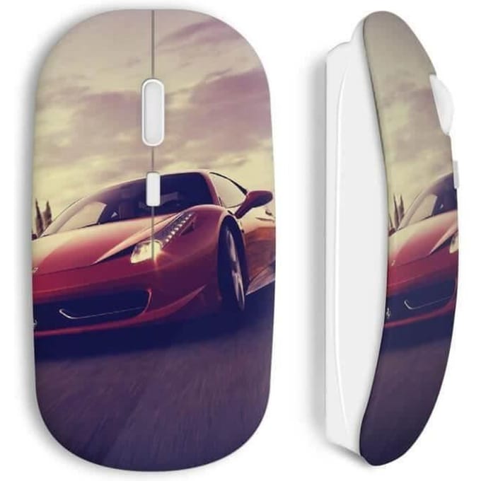 Souris sans fil - MANIACASE - Ferrari Rouge - Clé USB Wi-Fi incluse - Compatible Mac et PC - Ergonomique