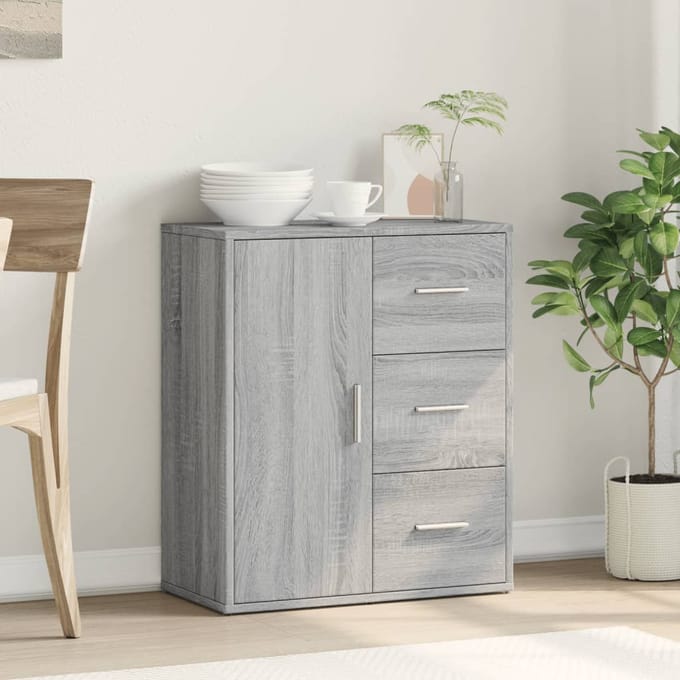 vidaXL - Dressoir - 60x31x70 - cm - bewerkt - hout - grijs - sonoma