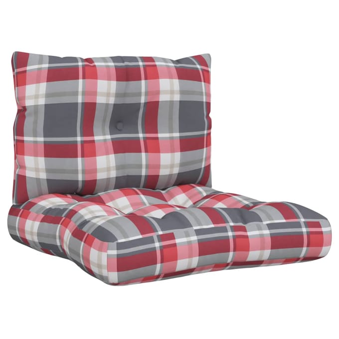 vidaXL - Palletkussens - 2 - st - stof - ruitpatroon - rood