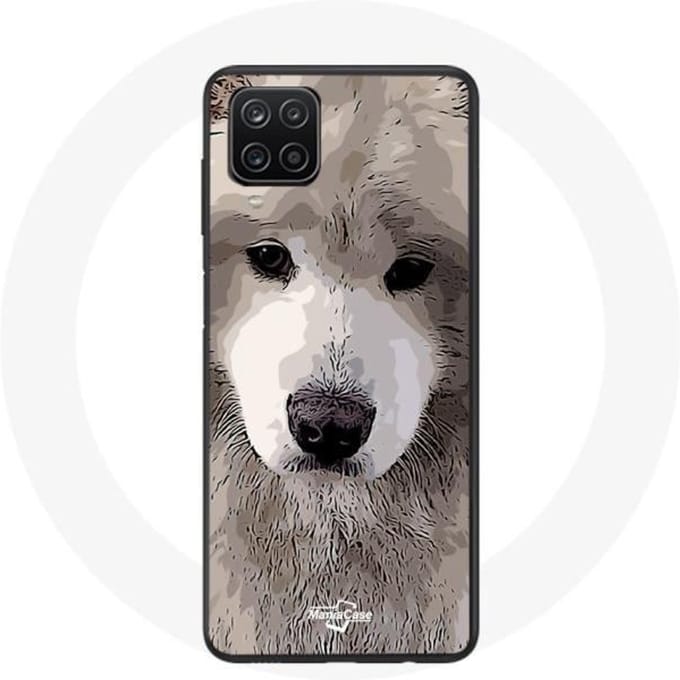 Samsung Galaxy A12 hoesje Samojeed grijs hondenras grijs