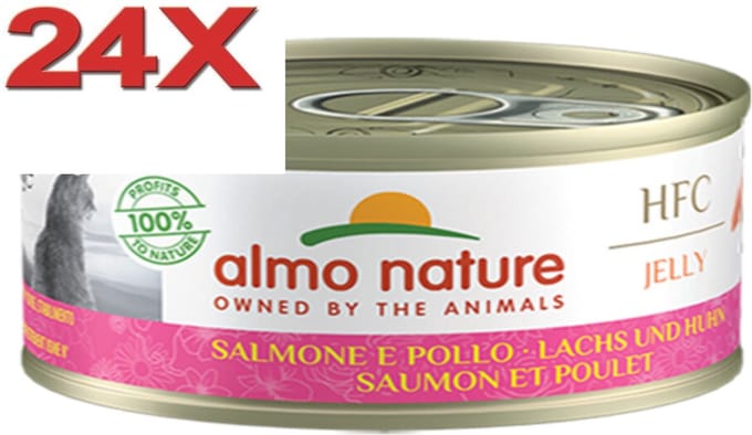 24x Almo Nature HFC - Kattenvoer Natvoer Blik - Gelei - Zalm & Kip - 70g