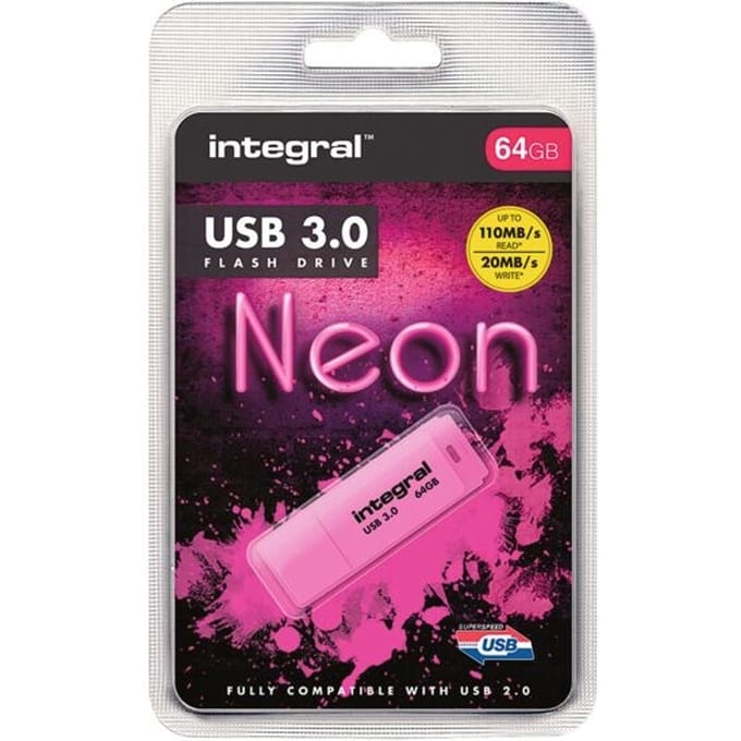 USB stick 3.0 Integral Neon USB-A 64GB roze