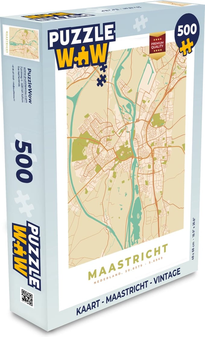 Puzzel Kaart - Maastricht - Vintage - Legpuzzel - Puzzel 500 stukjes