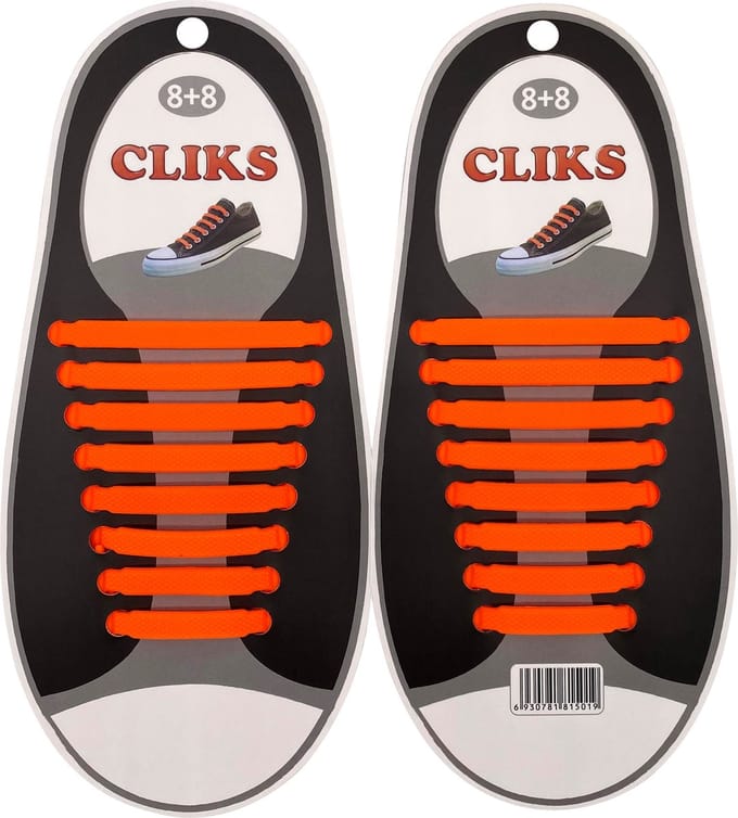 Elastische Veters Oranje - Zonder Strikken - 1 Paar Schoenen - Kinderen & Volwassenen - CLIKS