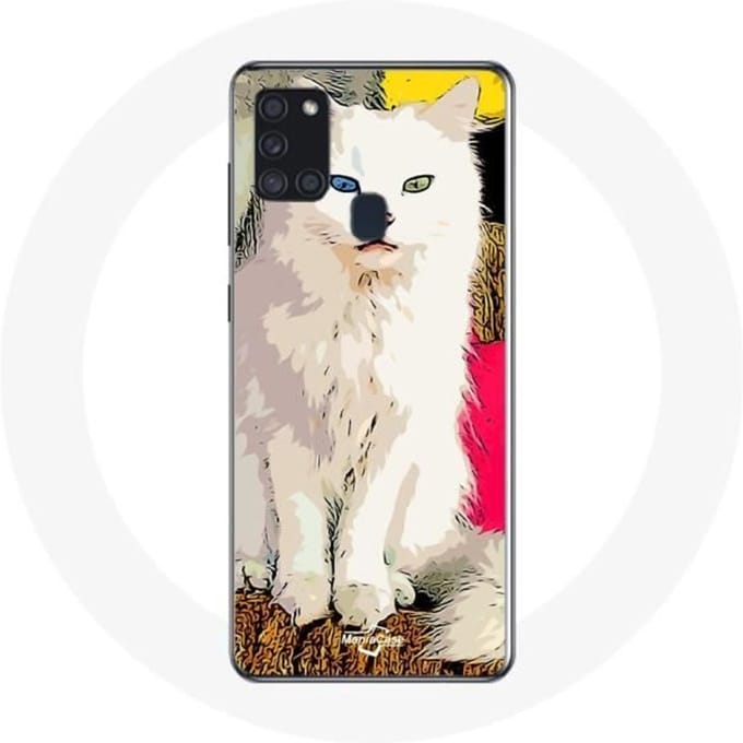 Coque Samsung Galaxy A21S turc de Van Chat Blanc aux yeux bleu et jaune