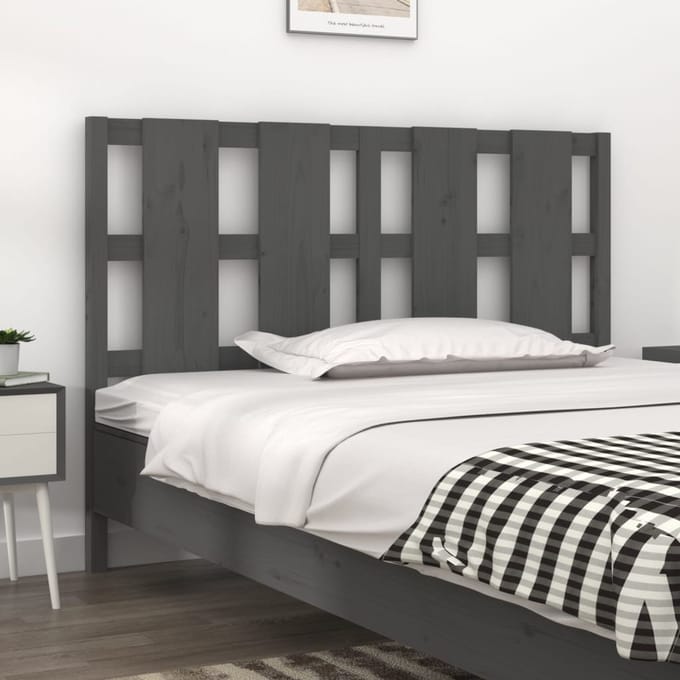 vidaXL - Hoofdbord - 125,5x4x100 - cm - massief - grenenhout - grijs
