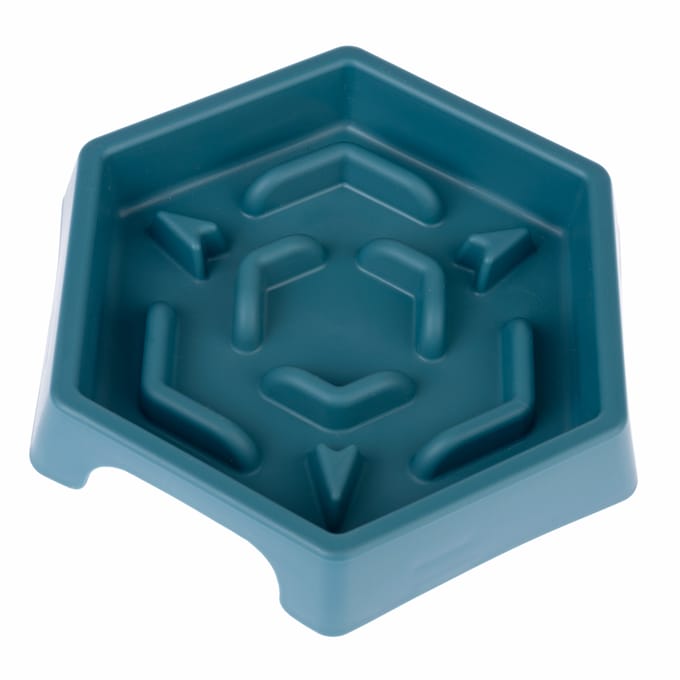 TIAKI Langzaam Voerbakje Blauw Zeshoek 450ml Hond