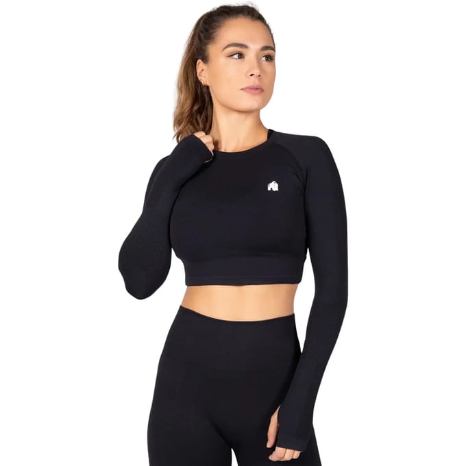 Gorilla Wear Hilton Seamless Cropped Long Sleeve - Zwart - M/L
