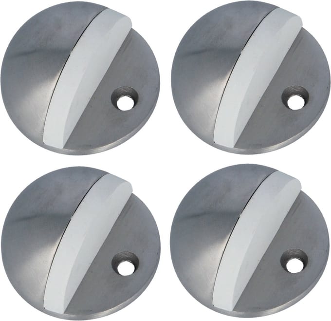AMIG Deurstopper/deurbuffer - 4x - D45mm - inclusief schroeven - mat rvs