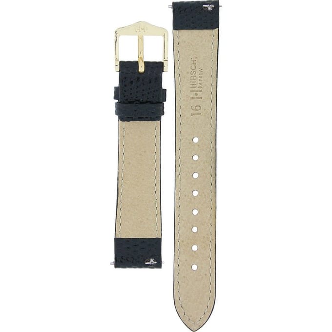Hirsch Horlogeband -  Rainbow Zwart - Leer - 16 mm